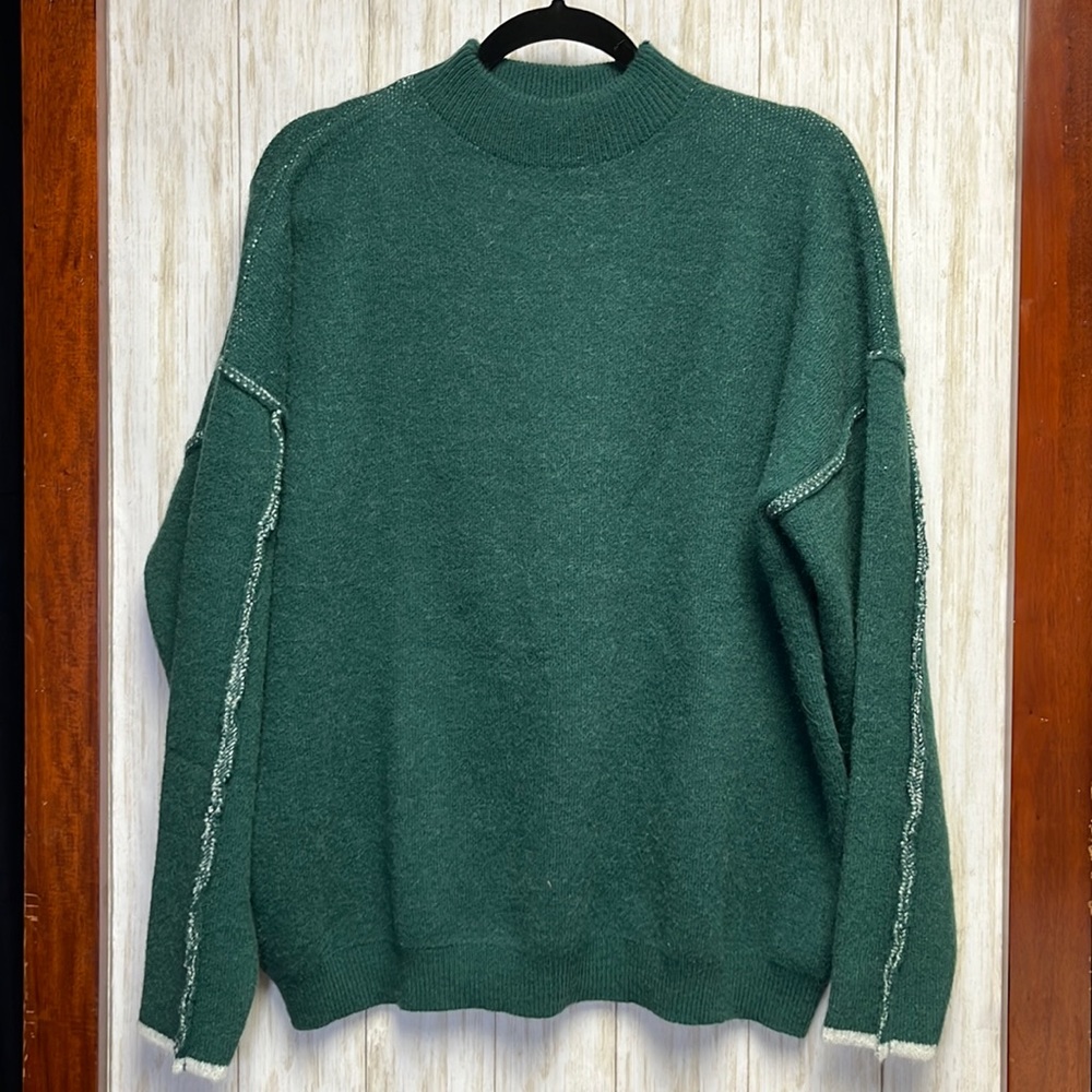 BiBi Dark Green Mock Neck Sweater Size L